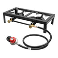 8000W Double Burner Gas Stove Portable Outdoor Camping Stove Propane Cooker Adjustable 0-10Psi for Patio Camping, BBQ, Home Brew