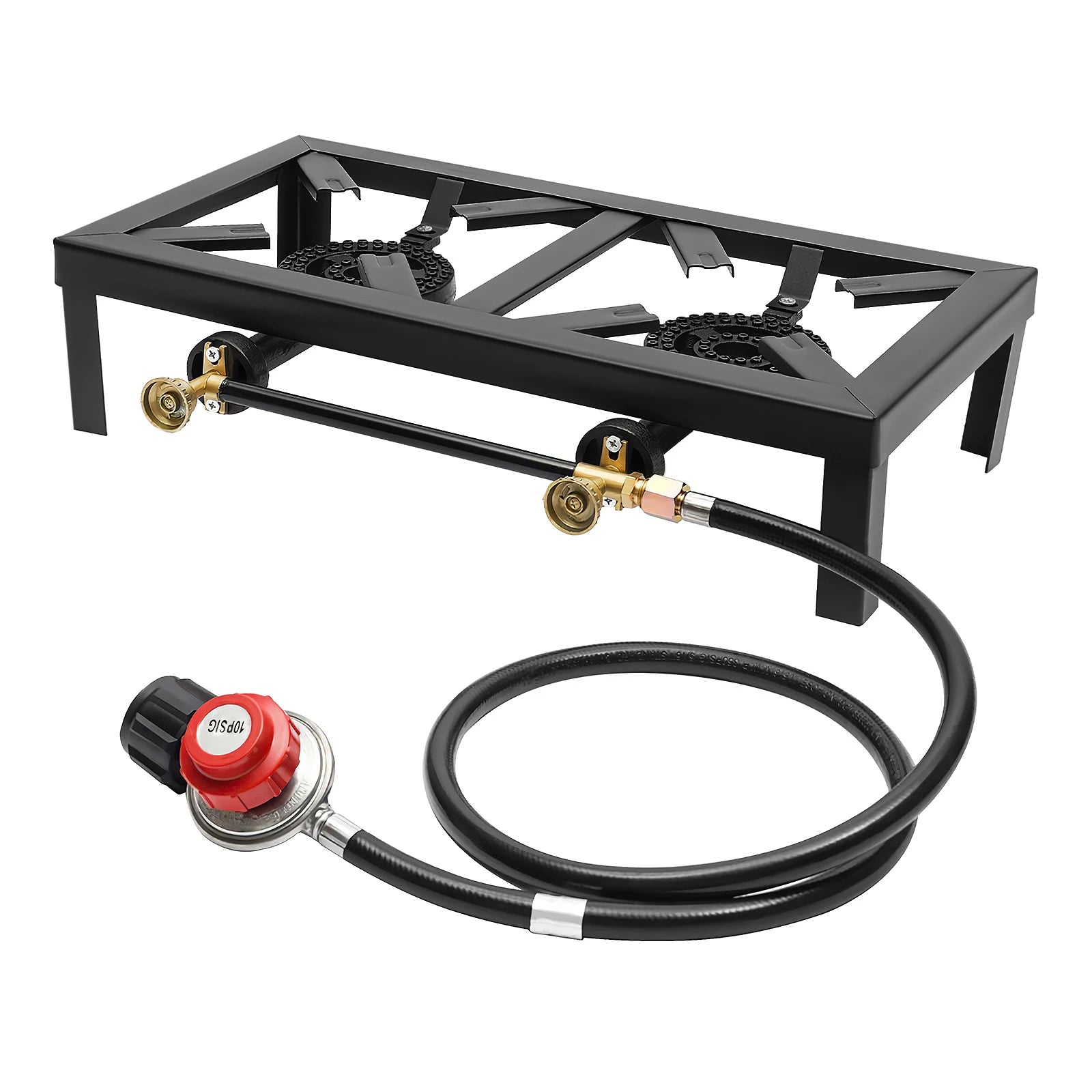 8000W Double Burner Gas Stove Portable Outdoor Camping Stove Propane Cooker Adjustable 0-10Psi for Patio Camping, BBQ, Home Brew