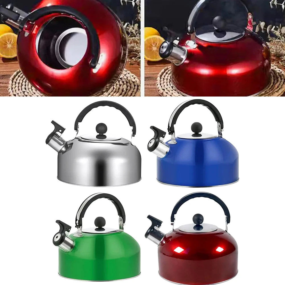 1Pcs Camping Cooking Teakettle Teapot Stainless Steel Whistling Kettle For Trips Whistling Kettle Stove Gas Water Kettle