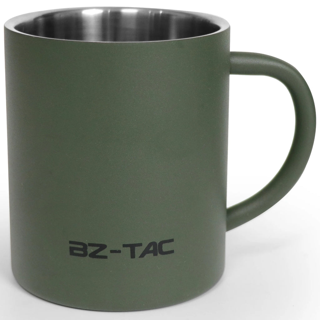 N Double Wall Coffee Mug Stainless Steel Matte Army Green Water Mug Insulated with Handle for Camping Picnic Outdoors 300/450ml