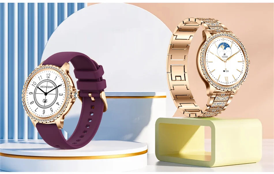 2026 New Fashion Women Diamond Watch 1.32 inch 360*360 HD Display Heart Rate Blood Oxygen Monitoring Bluetooth Call Smartwatch