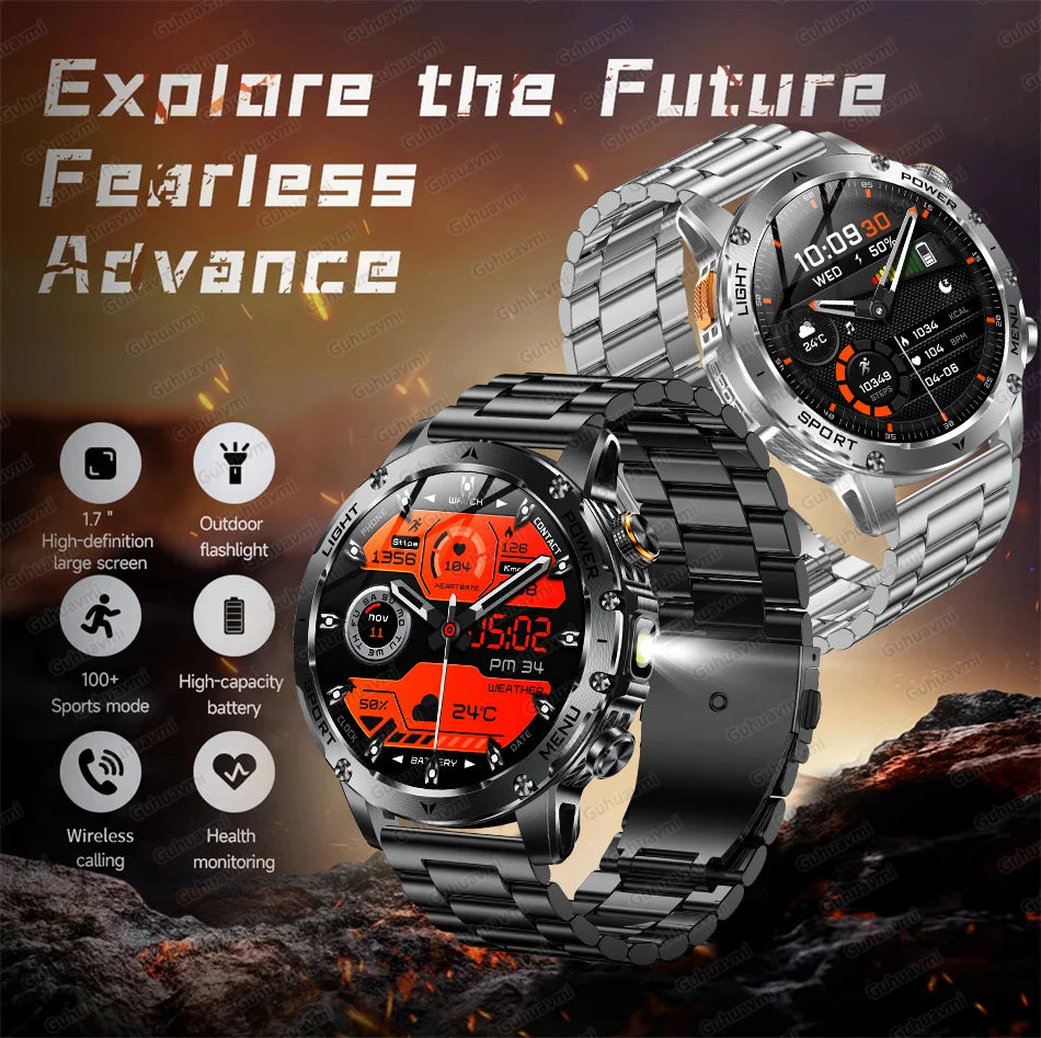 2025 New Military Grade Men 1000mAh Super Large Battery Smart Watch GPS 3ATM Waterproof Bluetooth Call Sports Fitness Smartwatch