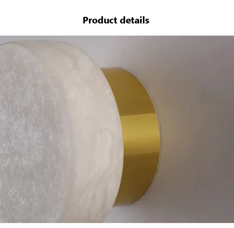 Modern Nordic Wall Sconce Spanish Natural Marble Round Wall Lamp Living Room Hallway Stair Wall Light Bedroom Bedside Lamp