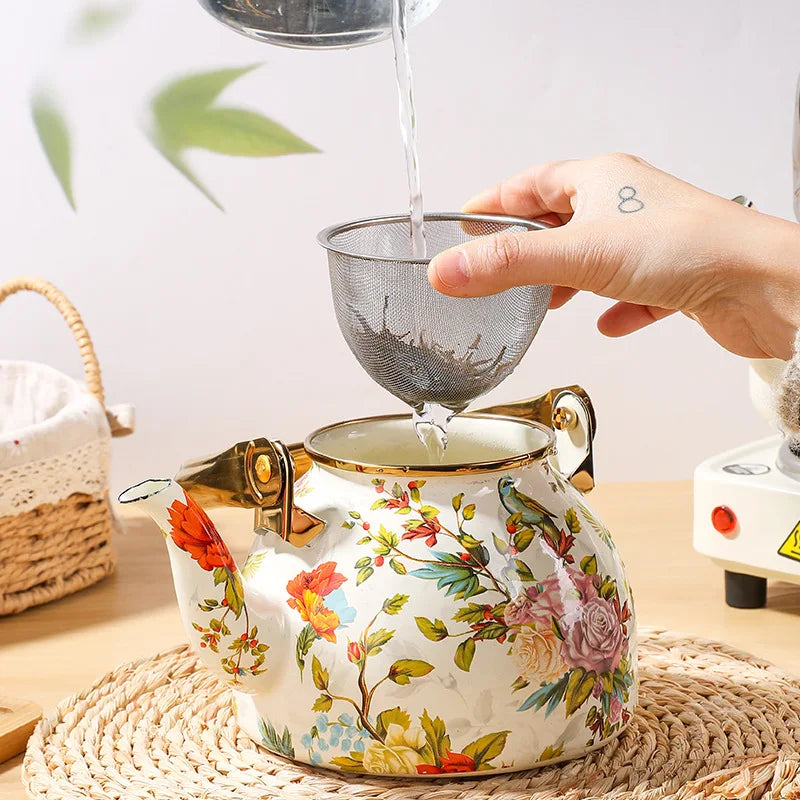 1.2L Household Enamel Boiling Kettle Outdoor Kitchen Cookware Can Make Coffee Milk Boiling Water Kettle