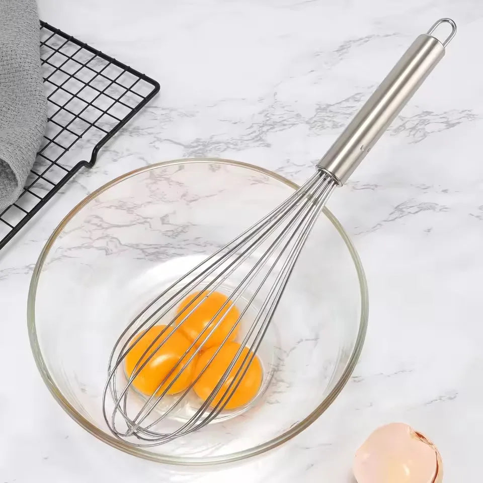 LMETJMA 8" 10" 12" Egg Whisk Stainless Steel Egg Whisk Kitchen Wire Balloon Whisk Milk Egg Beater Egg Mixing Mixer Tools