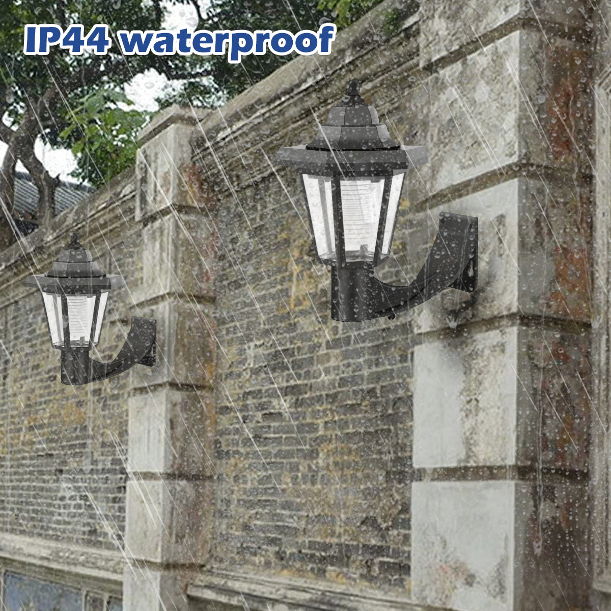 2Pcs Solar Wall Light Outdoor LED Light Hexagonal Solar Lantern Light Waterproof Auto On/Off Retro LED Wall Lamp Garden Decor