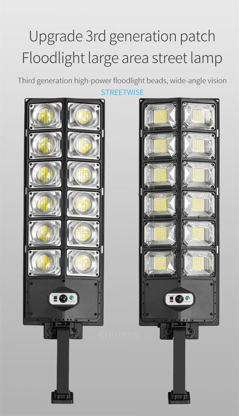 20000 Lumens Solar Lights Outdoor IP65 Waterproof LED Street Wall Lamp With PIR Motion Sensor Sunlight for Garden Yard Street