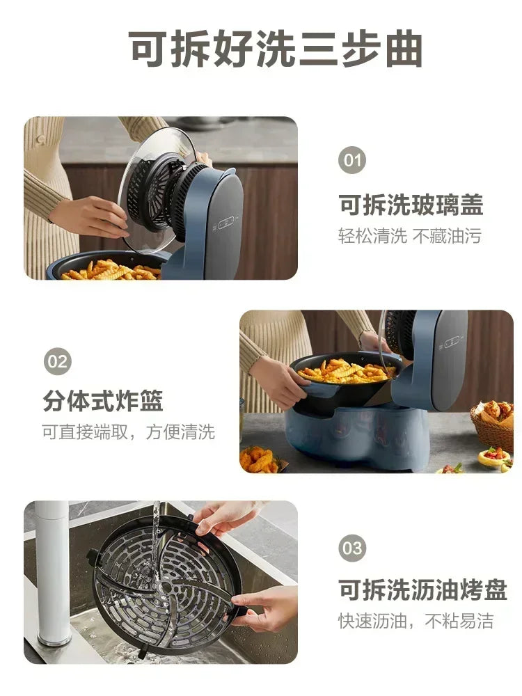 Visible 5L Large Capacity Air Fryer: Intelligent Household Oil-Free Steam Fryer.
