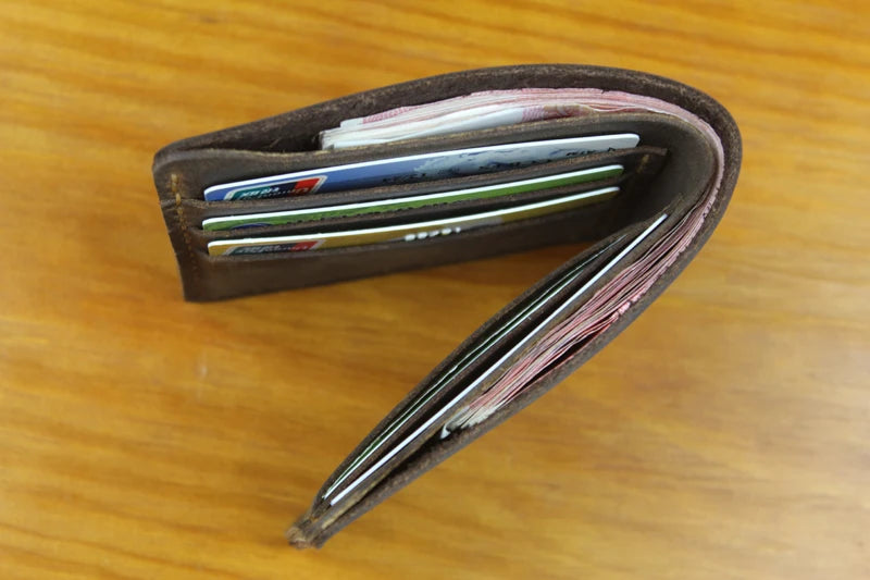 Luxury Handmade 100% Genuine Leather Men Wallet Purse Short Money Clip with Coin Pocket Male Money Bag Multi-Card Wallet Vintage