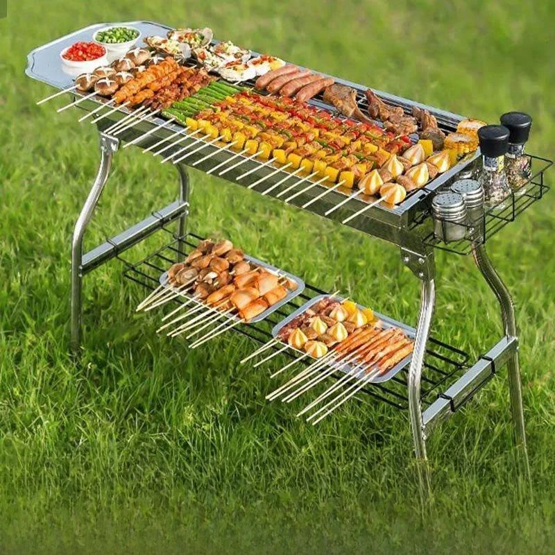 Large Portable Outdoor BBQ Grill Charcoal Grill Cooking Tool for Camping Picnic Garden Home Use Easy to Clean Easy to Carry
