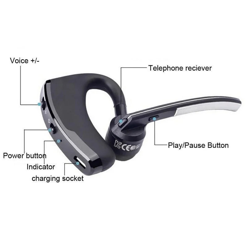 New V8/V9 Business bluetooth headset stereo HD wireless Headphone Car hands-free Earphone with HD Mic for iPhone Samsung Huawei