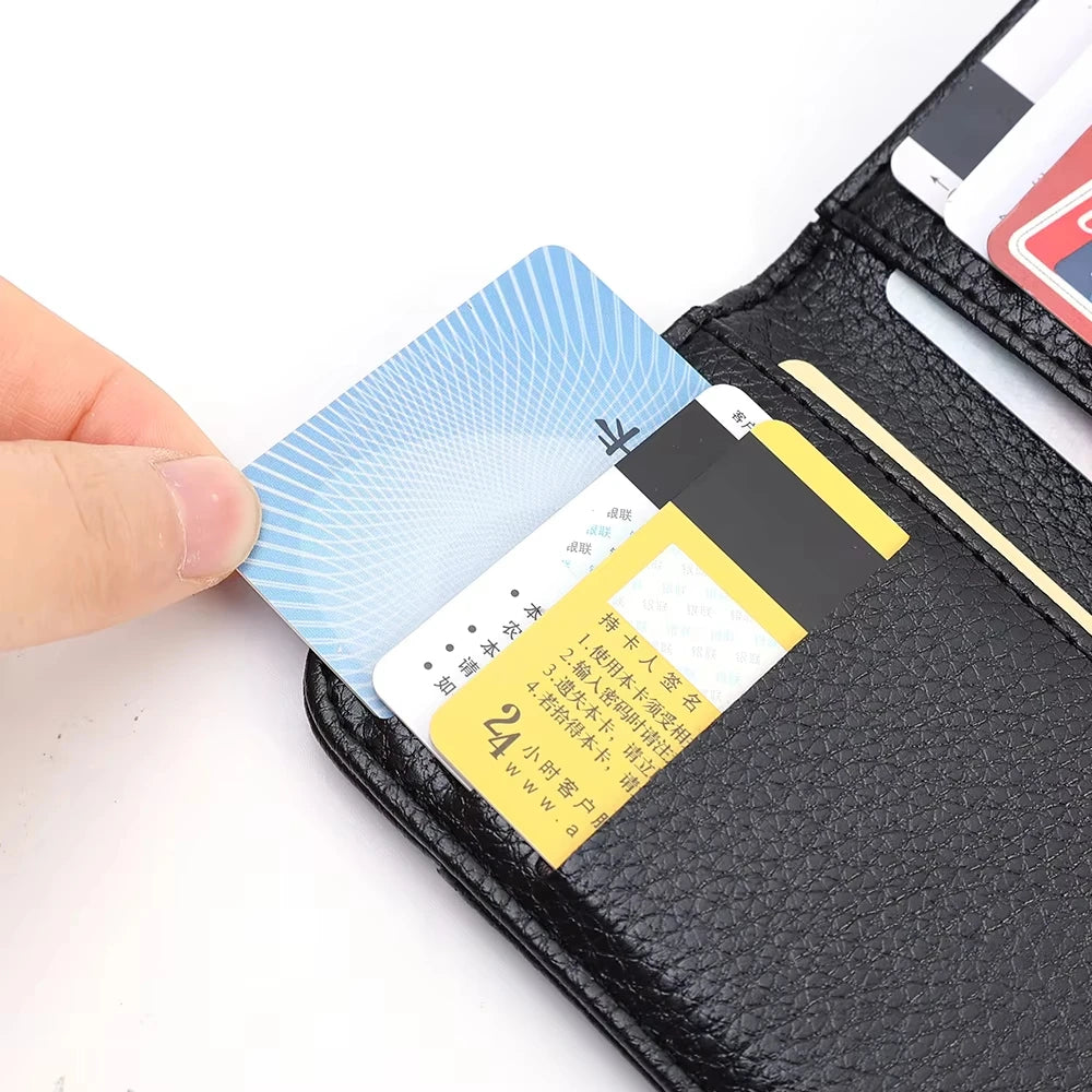 Customized Name Portable Super Slim Soft Wallet PU Leather Credit Card Wallet Purse Card Holders Men Wallet Thin Small Wallets