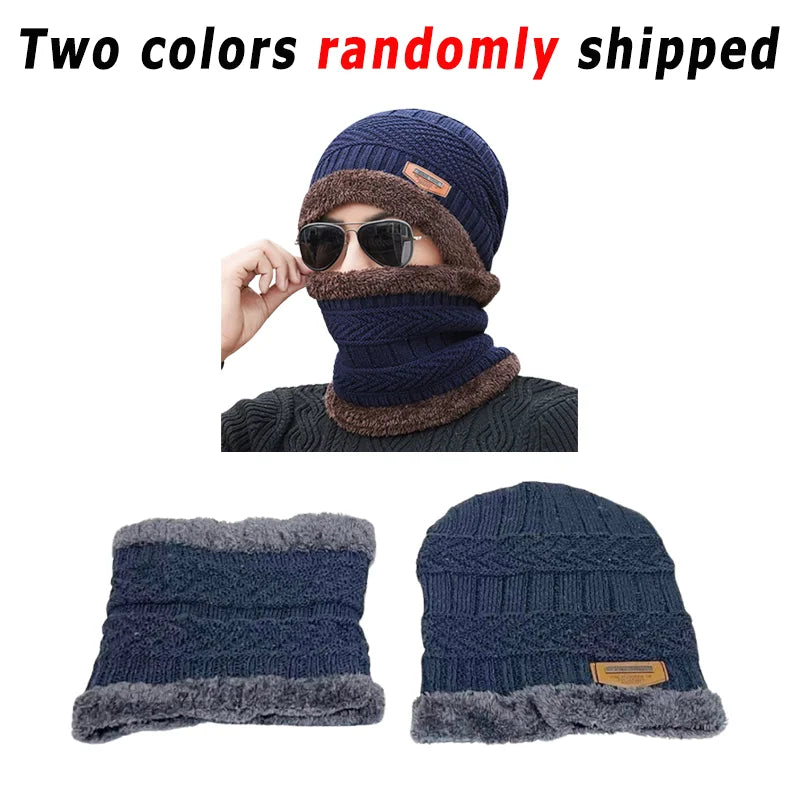 Winter Fleece Scarf Hats Thicken Plush Warm Beanies Wool Knit Caps Men Women Outdoor Cycling Ski Cold Protection Neck Mask Hat