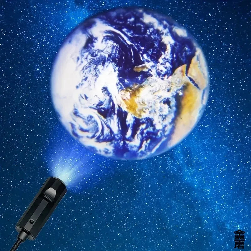 USB Ceiling Moon Earth Projection Atmosphere Light Starry Sky Lamp Night Light Romantic Bedroom Decoration Galaxy Projector