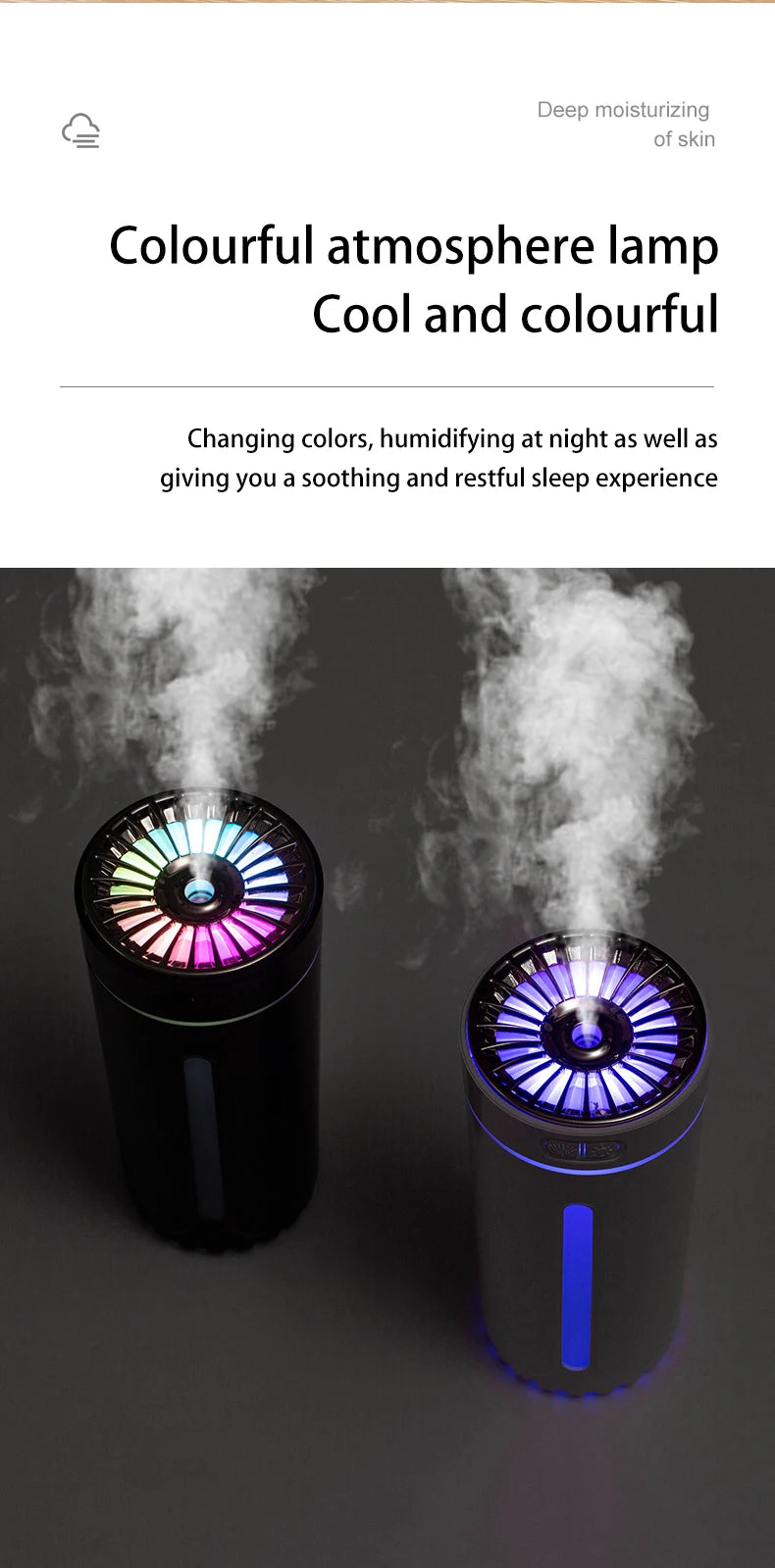 Wireless Car Air Humidifier Portable 300ML or USB Diffuser Mist Maker for Home Bedroom with RGB LED Colorful Lights