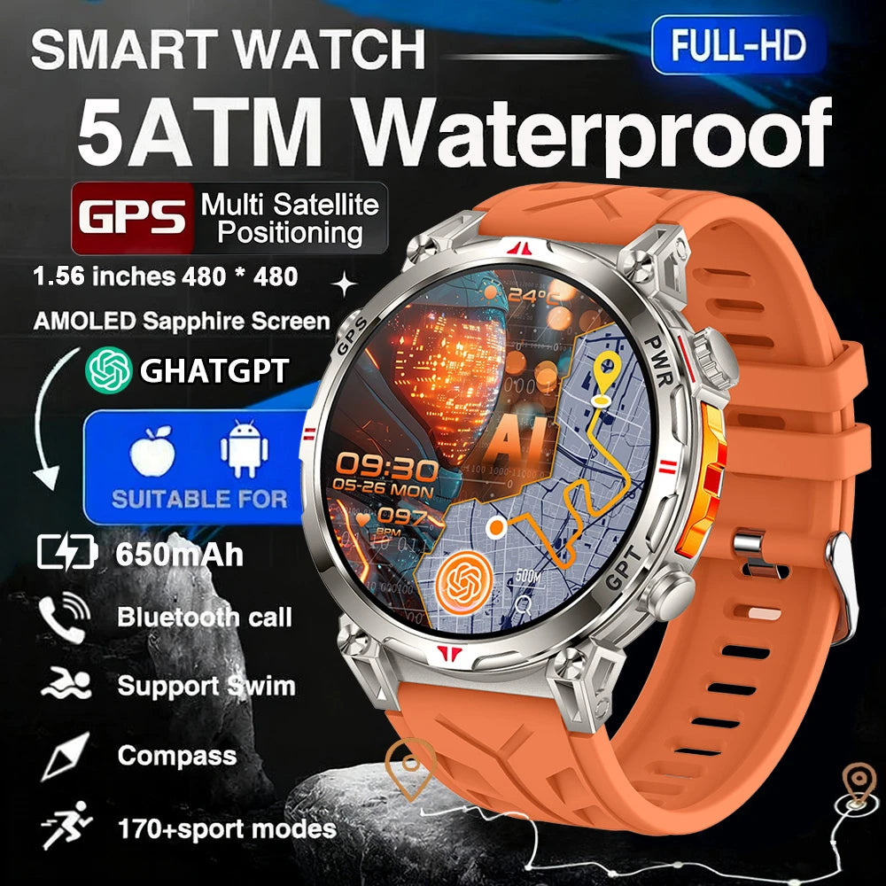 2025 New Professional GPS Sports Smart Watch Outdoor RIDE Run GPS track Swim Watchs Compass Altimeter 5ATM Sports Bracelets Men
