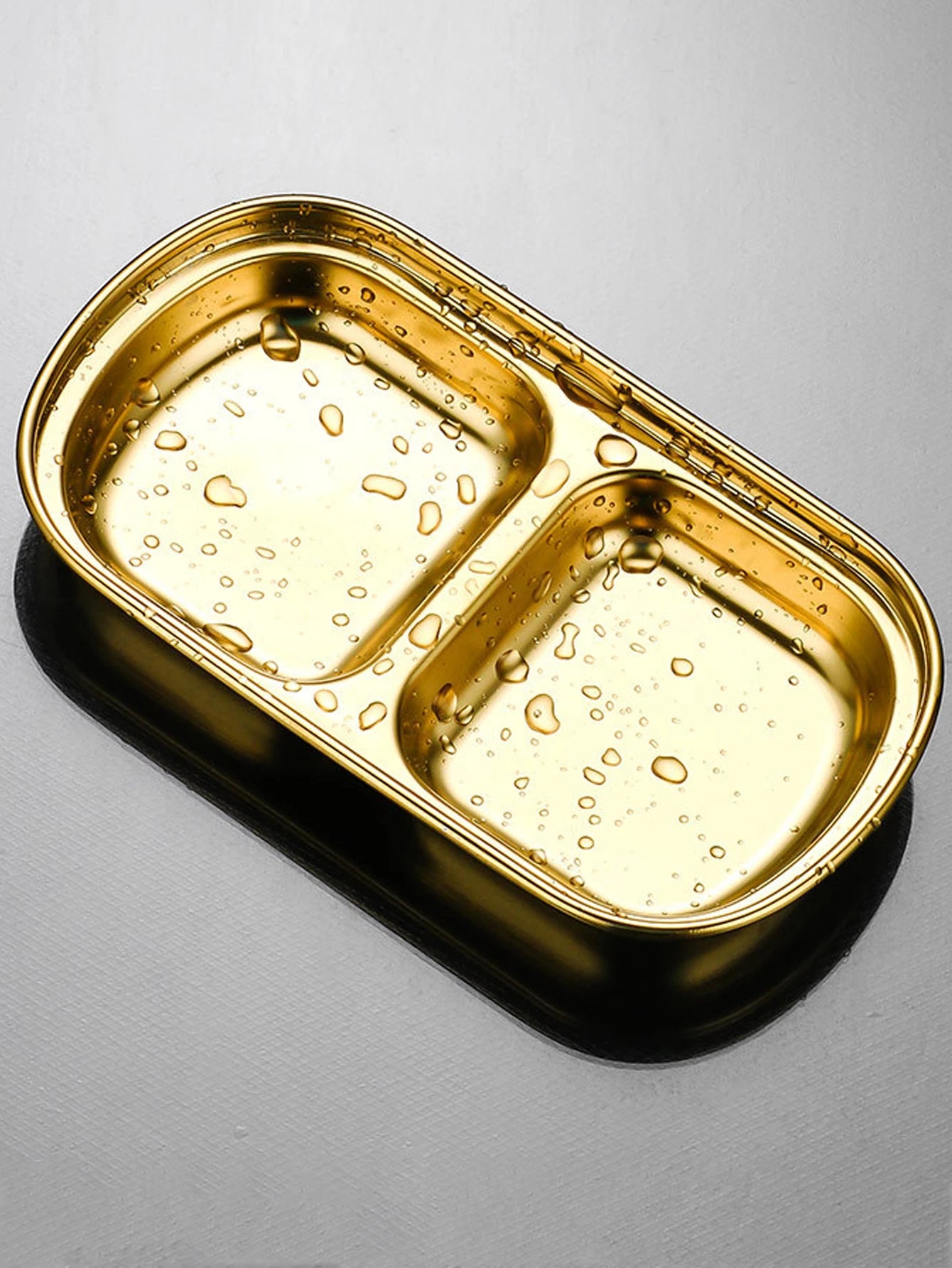 1/4 Pcs Stainless Steel Divided Seasoning Sauce Dip Bowl, 1/2/3/4 Compartment Korean Ketchup Sauce Bowl, Vinegar Soy Spice Condiment Tray for Home Restaurant