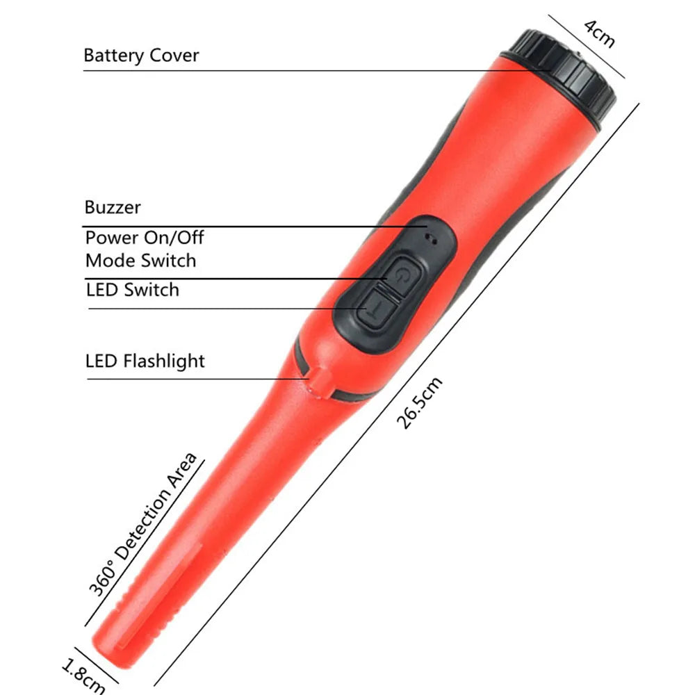 Fully Body Waterproof Handheld Metal Detector Underwater Pin Pointer Three Mode With Portable LED Light Black Orange Red RZX-520