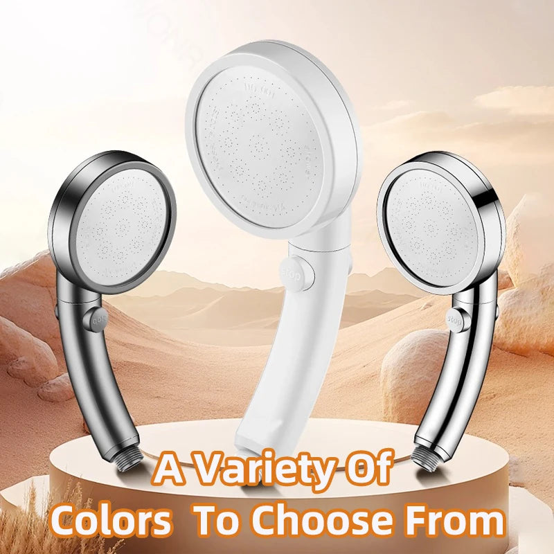 High Pressure Shower Head With One-key Stop Button Adjustable Water Saving Handheld Showerhead Universal Bathroom Spray Nozzle