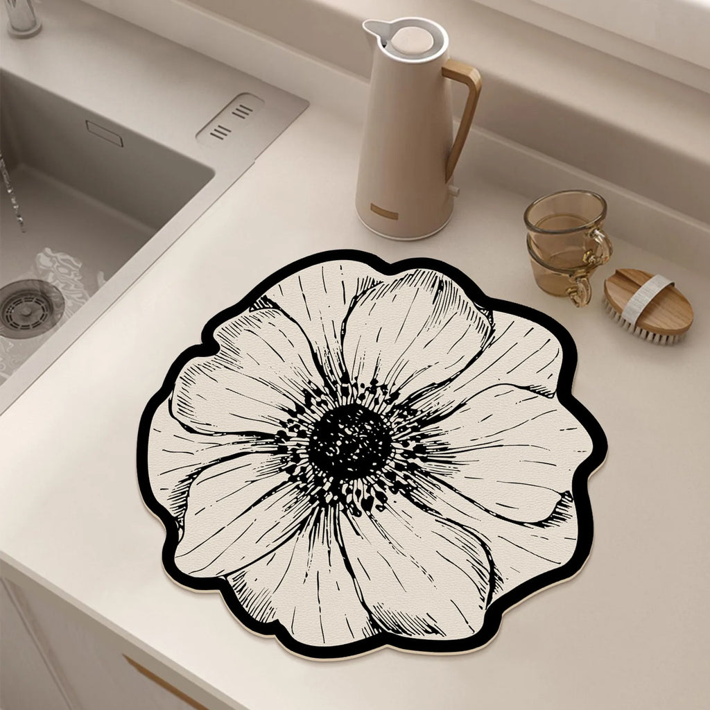 Nordic Style Kitchen Draining Mat Quick-Dry Home Coffee Machine Mat Dirt-Resistant Counter Mat Kitchen Dinnerware Placemat