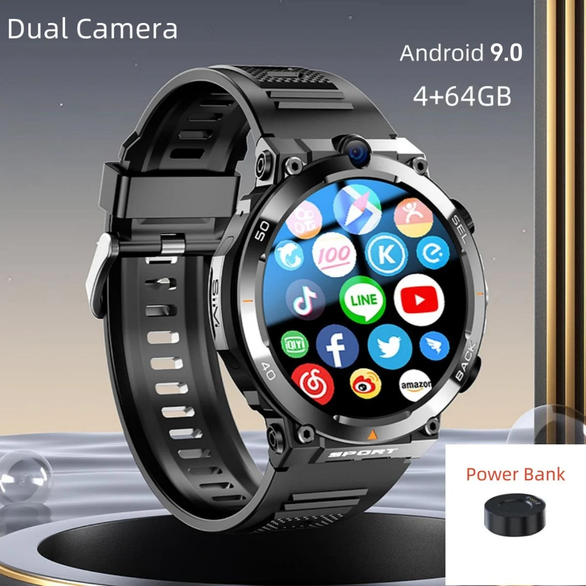 Sport Smartwatch 256GB GPS Wifi Download APP Dual Camera Video Calls Supports Google Play Smart Watch 4G SIM Card For Men Women