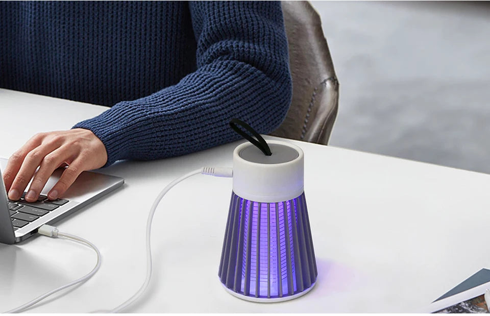Mosquito Killer Lamp Electric Insect Zapper 2-in-1 USB Bug Trap with LED Light for Bedroom Outdoor Camping Wasps Gnats