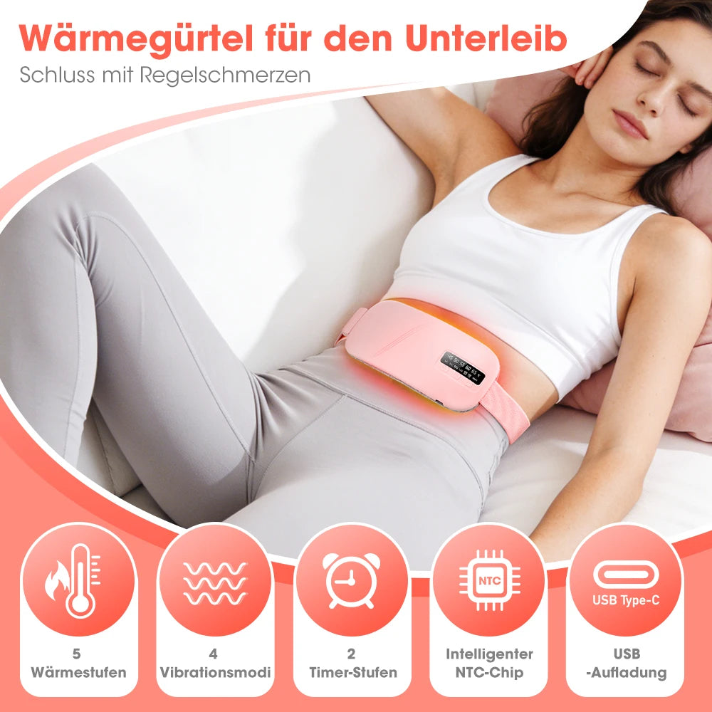 Women's Intelligent Menstrual Heating Belt 5-Speed Heat 4-Speed Vibration Massage Womb Warmer Nuangongbao Period Relief Waist Mat