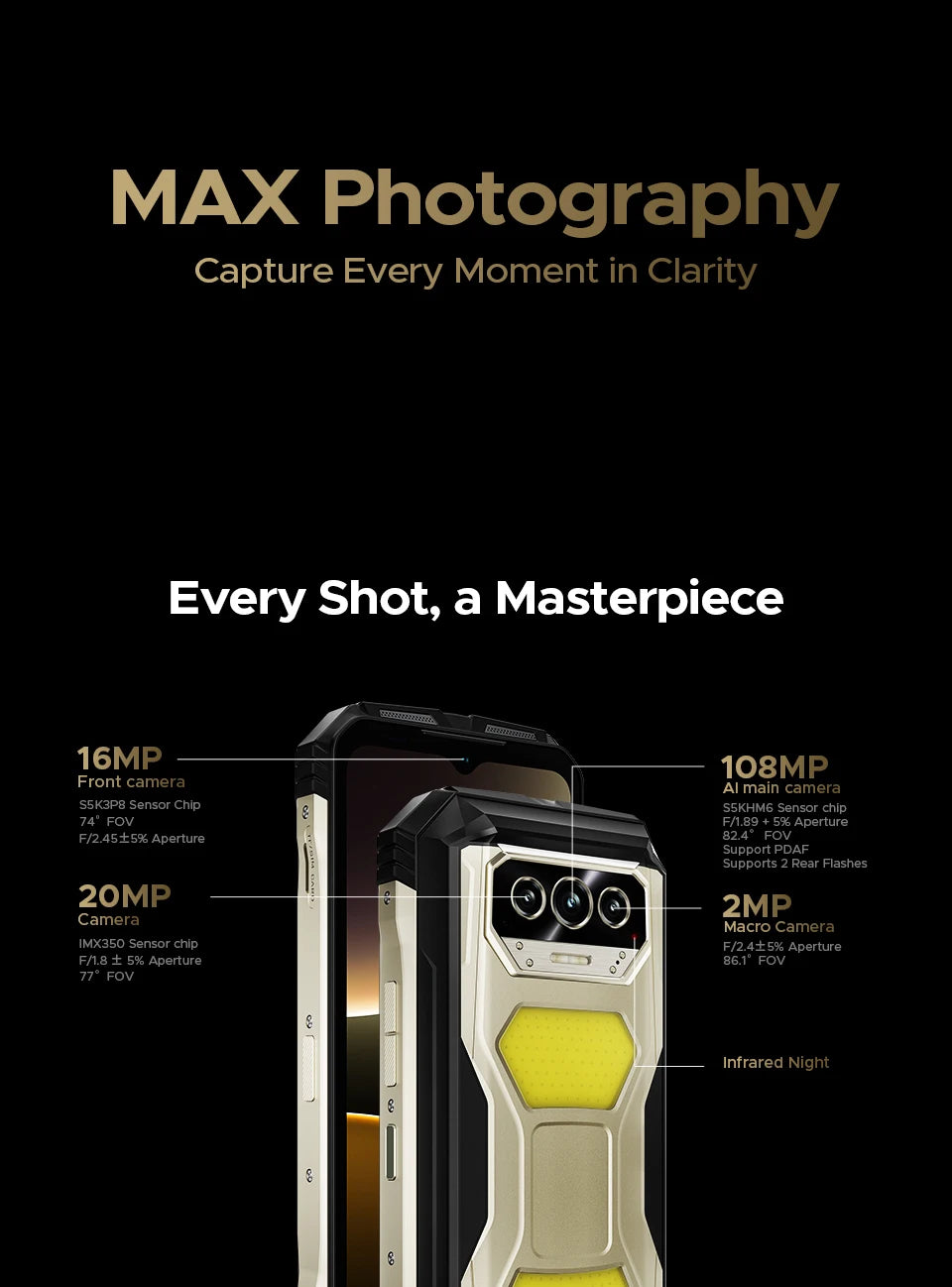 World Premiere DOOGEE V Max S 5G Rugged Phone Dual Camping Lights 22000mAh Battery 24GB(8+16) 256GB 108MP AI Camera Smartphone