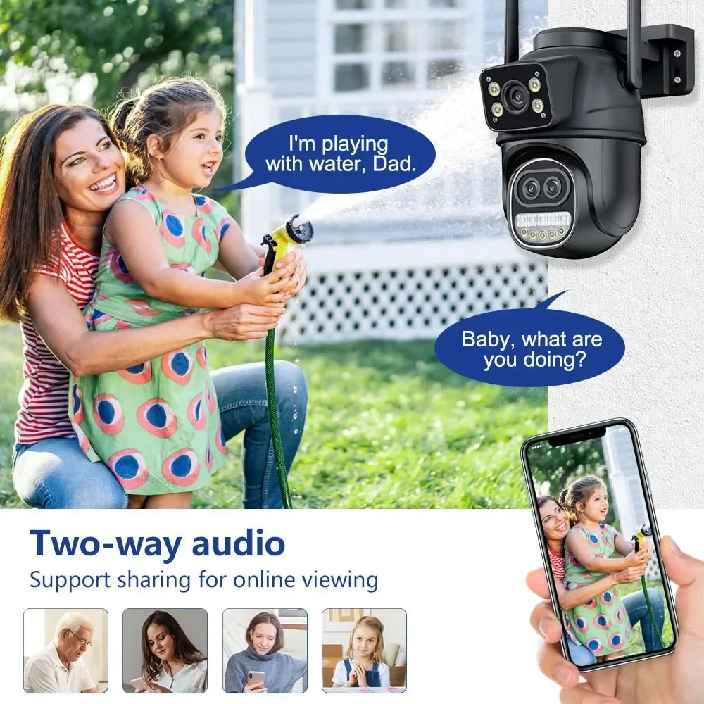 ICSEE Smart WIFI Security Camera 12MP 8K Three Lens 8X Zoom Outdoor HD Video Surveillance IP Cameras IPTV CCTV PTZ Auto Tracking