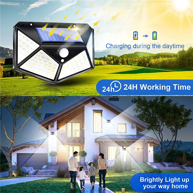 20000 Lumens Solar Lights Outdoor IP65 Waterproof LED Street Wall Lamp With PIR Motion Sensor Sunlight for Garden Yard Street