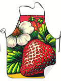 Strawberry Pop Art Apron Bold Color Fruit Kitchen Cooking Baking Gift For Women Summer Chef Wear Graphic Illustration Design