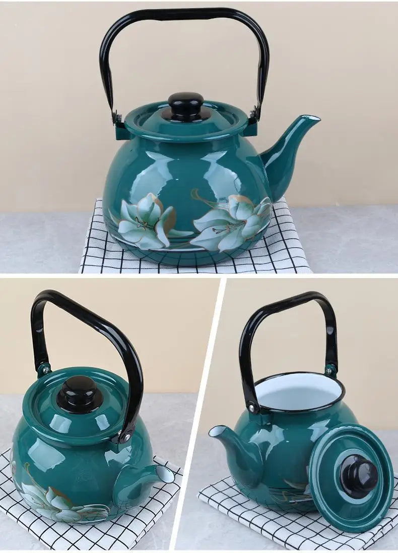 3.5L Large Capacity Porcelain Enameled Tea Pot Perfect for Home or Restaurant Use Tea Kettle Practical and Beautiful