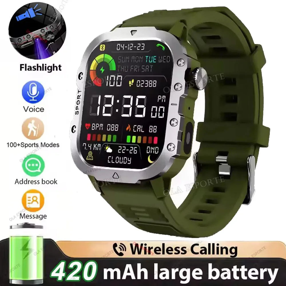 2026 New Military Smart Watch Men IP68 5ATM Outdoor Sports Fitness Tracker Health Monitoring 1.81Inch Bluetooth Calls Smartwatch