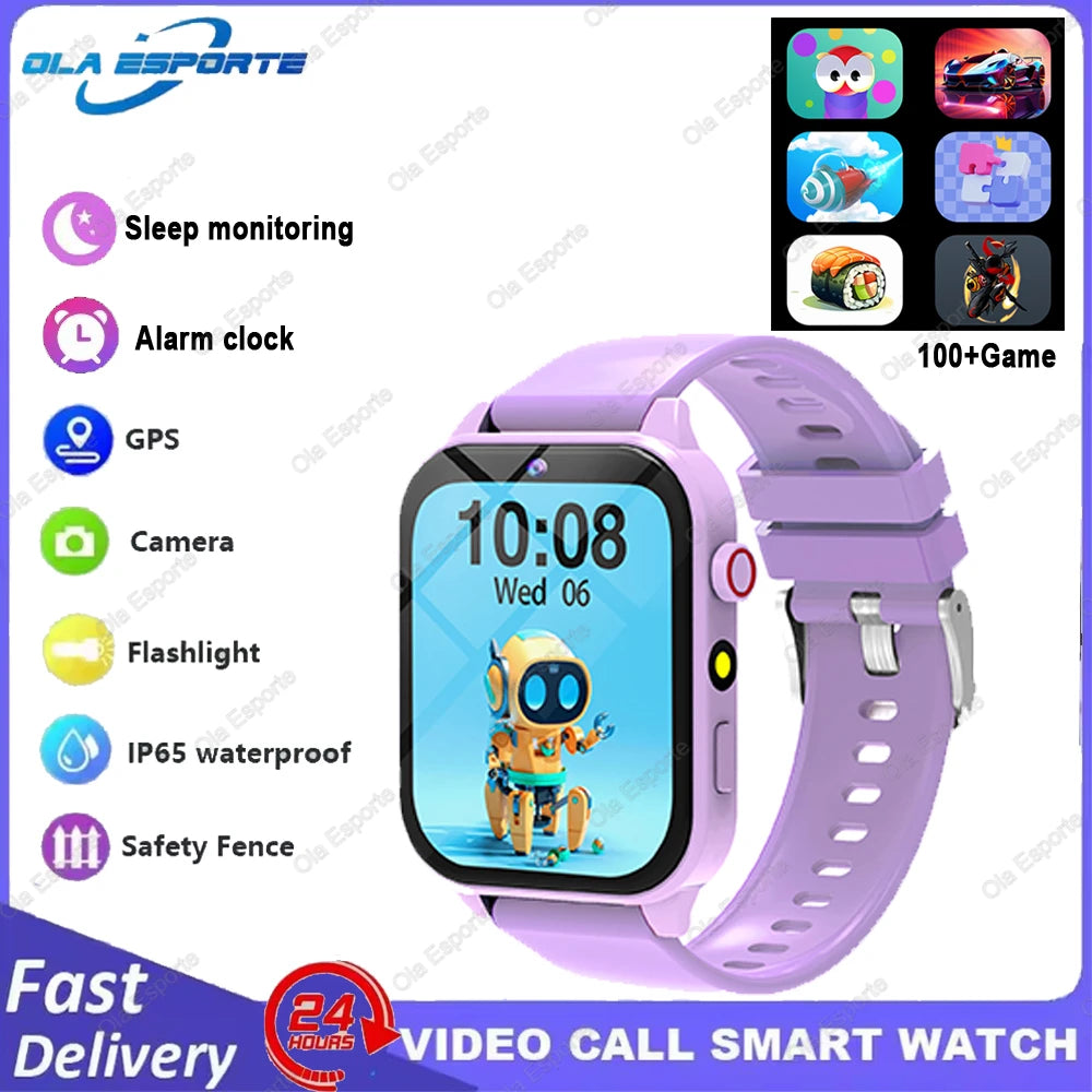Children Games Smart Watch 2026 New Sleep Monitoring LED Flashlight Alarm Camera Step count Watch Smartwatch For Birthday gift
