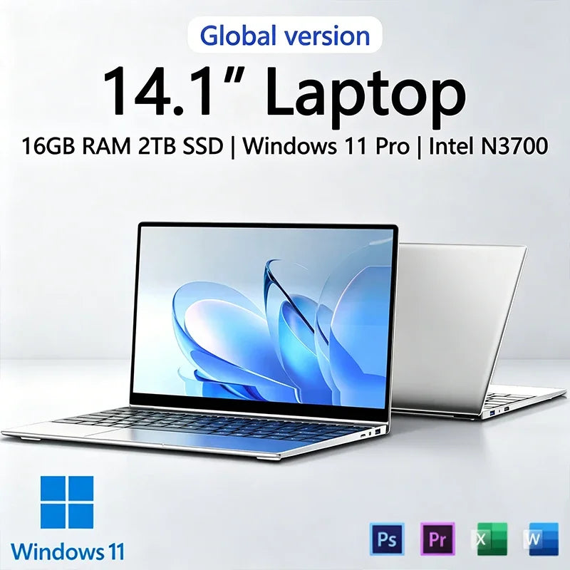 2026 New 14.1 Inch Premium Ultra Thin Laptop Intel N95 Win11 16GB DDR4 RAM 2TB SSD Portable Business Notebook