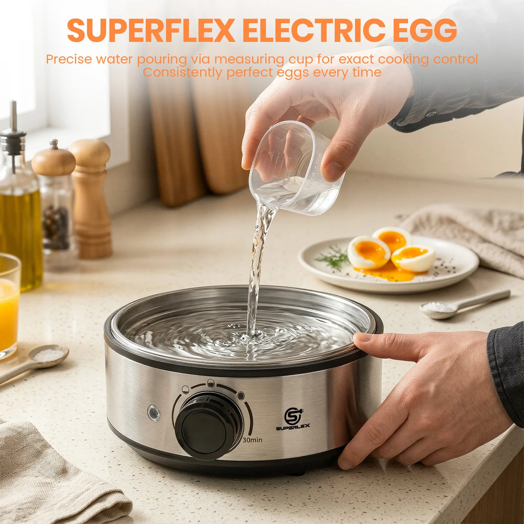 SUPERLEX 400W Power Eggs Cooker 7-Egg Capacity Dial Control Smart Shut-Off Reminder Rapid Egg Boiler Easy to Clean and Safer New