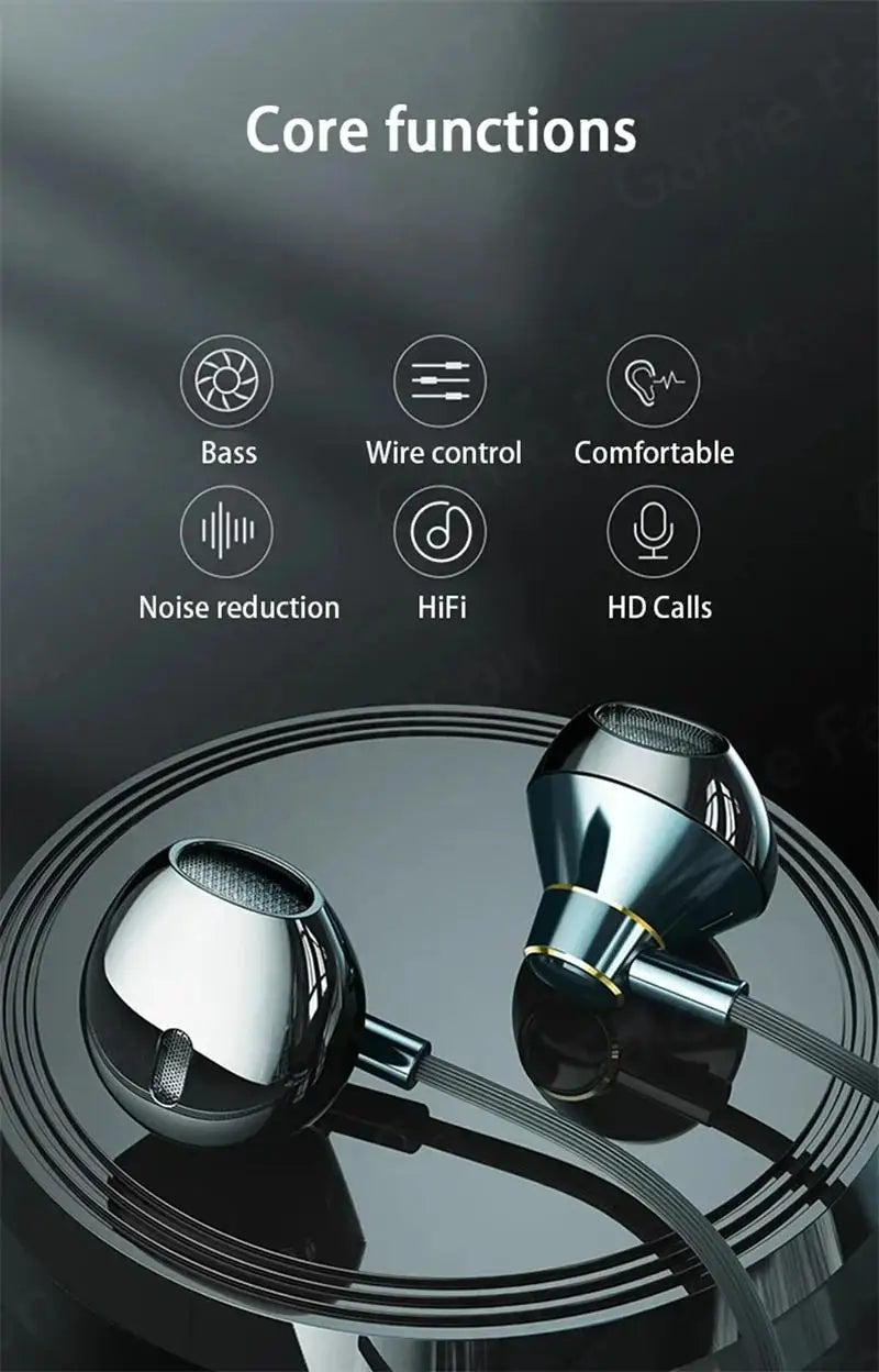 Type C&3.5mm Headphones HiFi Bass Stereo Volume Control Headset In HD Mic Wired Earbuds For iPhone15-17/Samsung Series Earphones
