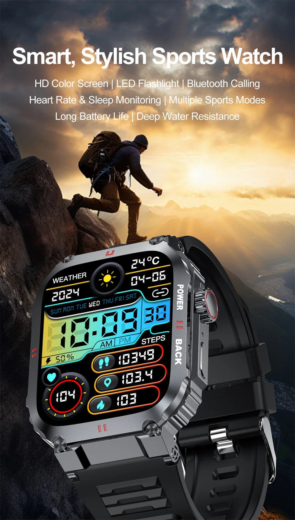 2026 New Military GPS Smart Watch Men 1.91" AMOLED Screen IP68 Waterproof Sports Fitness Tracker BT Call Smartwatches