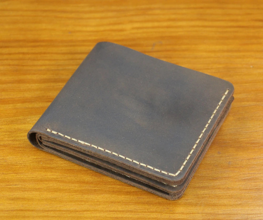 Luxury Handmade 100% Genuine Leather Men Wallet Purse Short Money Clip with Coin Pocket Male Money Bag Multi-Card Wallet Vintage