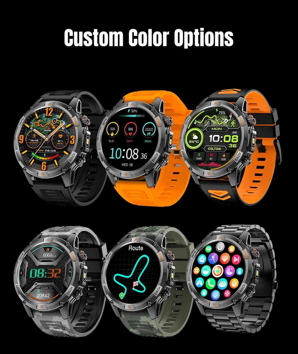 2025 New Professional GPS Sports Smart Watch Outdoor RIDE Run GPS track Swim Watchs Compass 3ATM Sports Bluetooth Call Watch Men