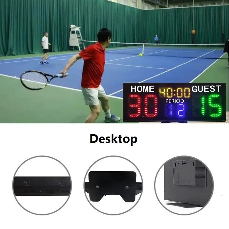 Ganxin Portable LED Tennis Scoreboard for Padel Court | Remote Control Digital Score Board for Indoor Stadium | Wrist Watch Sync