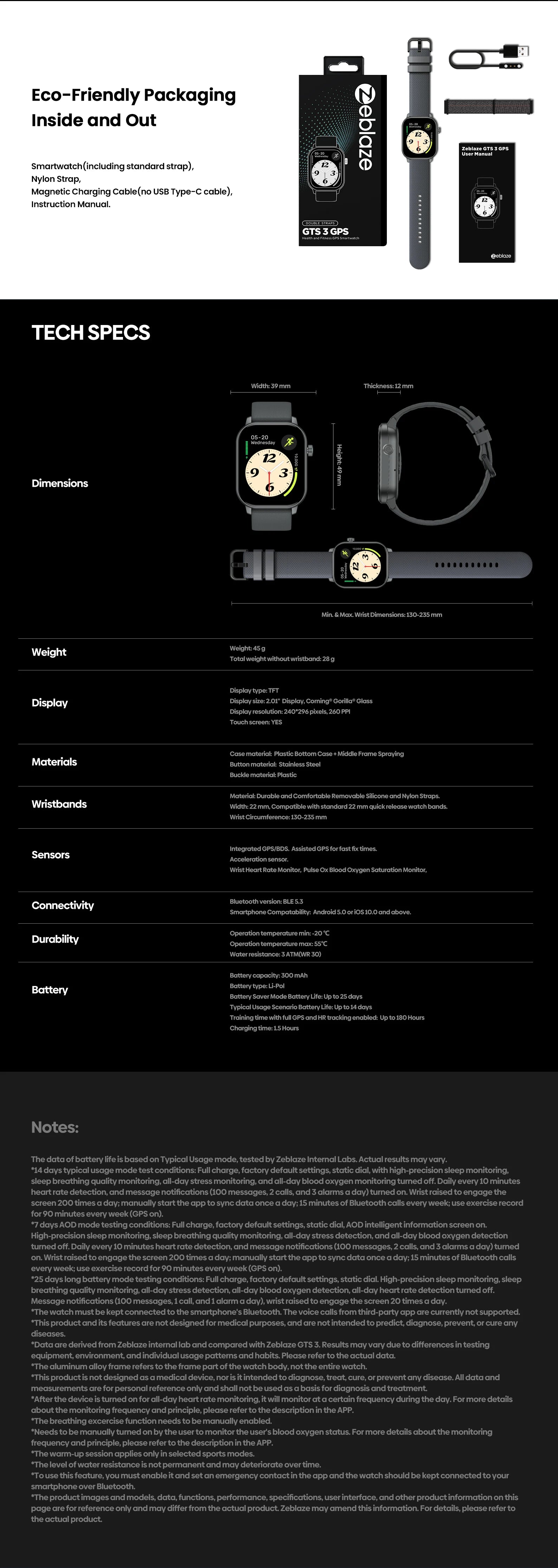 New 2025 Zeblaze GTS 3 GPS Smartwatch 2.01" Display Screen Make/Answer Phone Calls Heart Rate/SpO2/Stress Tracking Smart Watch