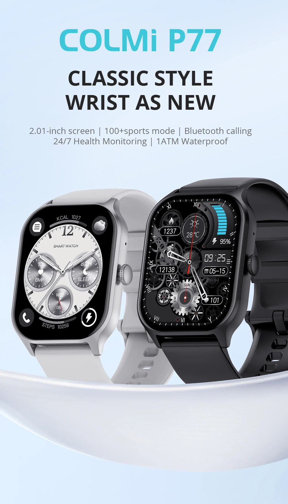COLMI P77 Smartwatch, Up to 11 day battery life,  Massive 700mAh battery, 2 inch display, Health Management Smart Watch