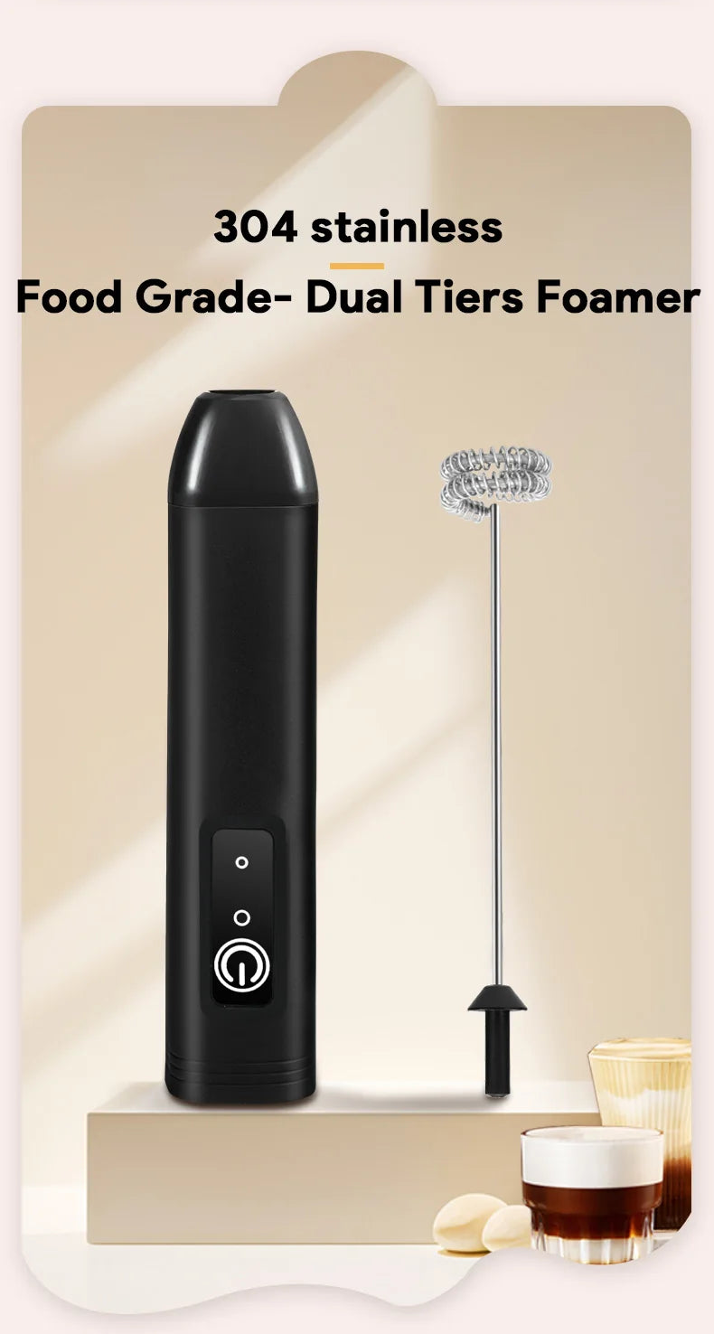 UPGRADED Electric Coffee Frother/MILK Whisk+Egg Beater MINI Food Blender USB Rechargeable Handheld Three Speeds Espresso Tools