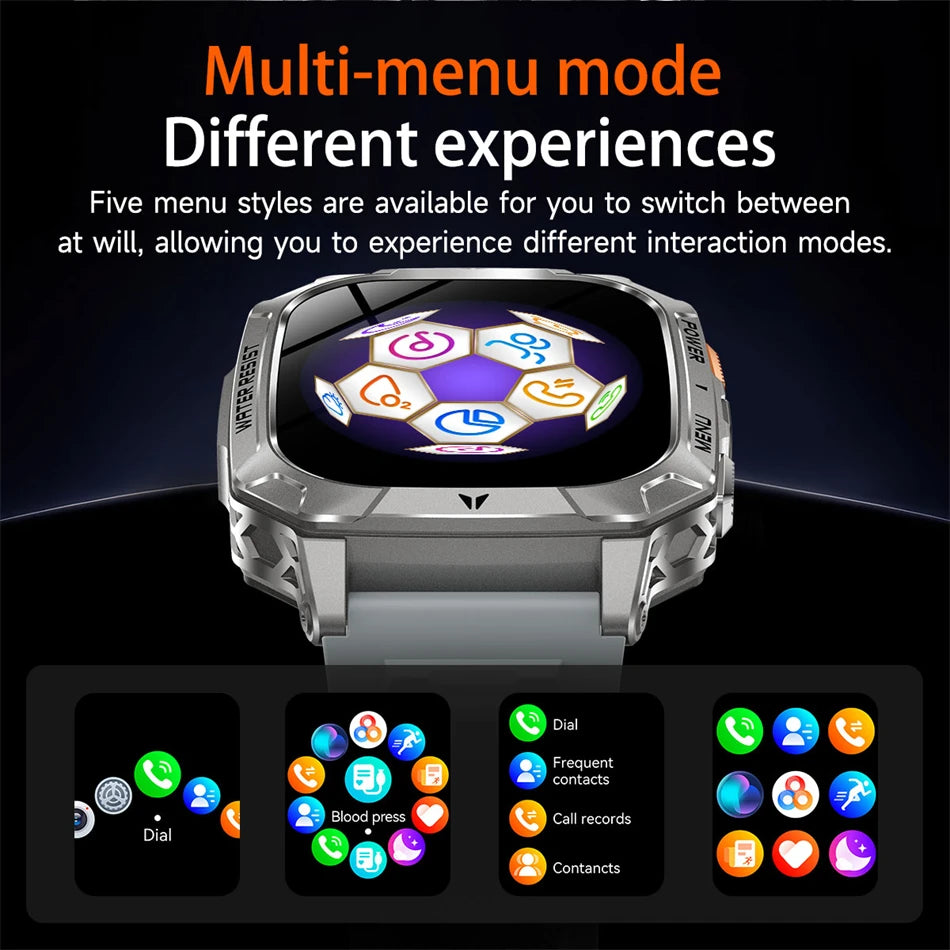 Upgrade 1400 mAh Battery Military Grade Smart Watch Men IP68 Waterproof 100+ Sports Modes Bluetooth Call AMOLED HD Smartwatches