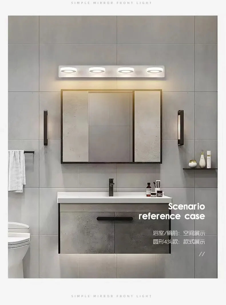 Minimalist Mirror Headlight Acrylic 360 ° Rotating Lamp Head Wall Lamp Modern Corridor Bathroom Makeup Bedside Bedroom Lighting