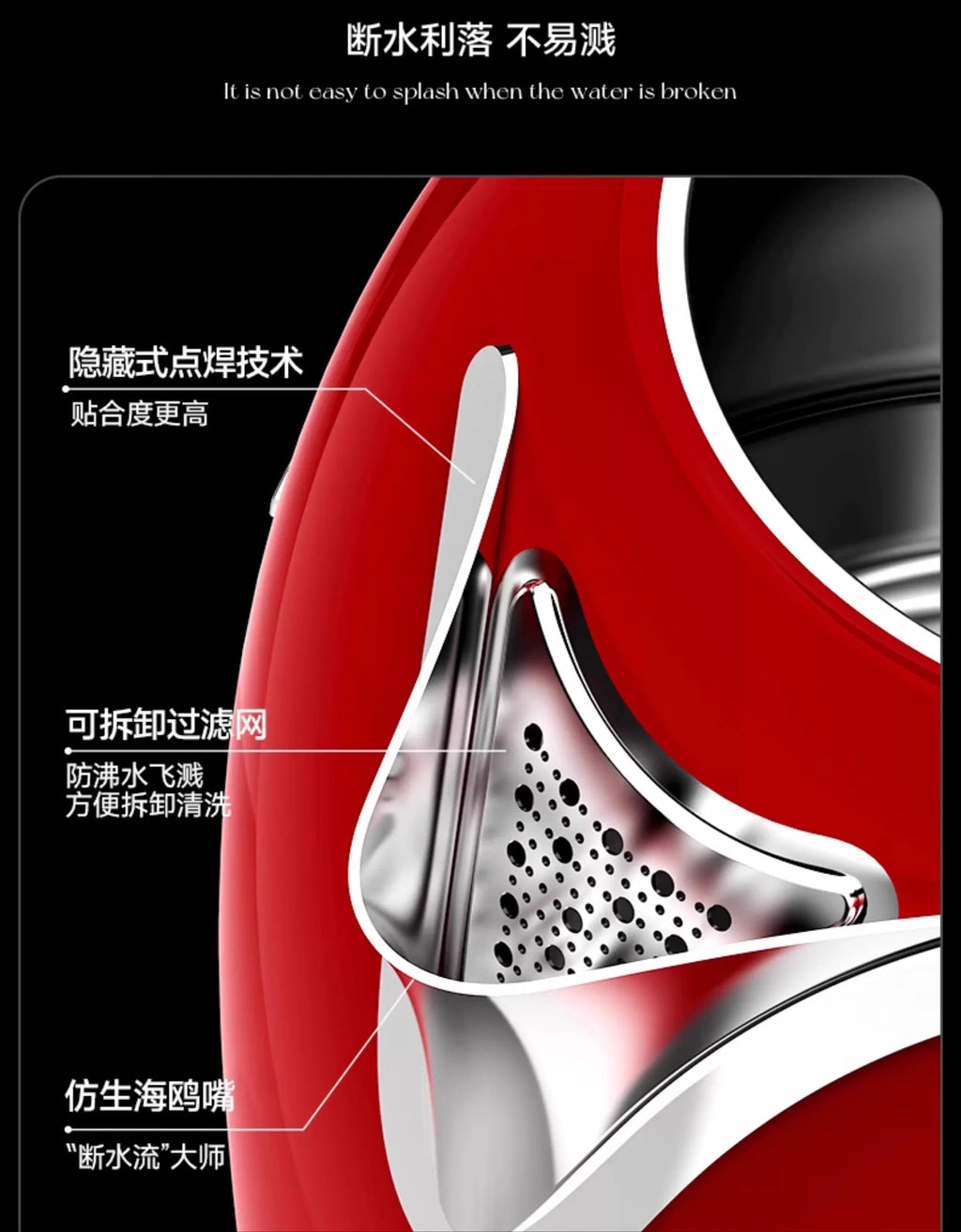 0.8L Pink Automatic power Off 316Stainless Steel Electric Kettle Water Boiler Strix Thermostat Heat-proof