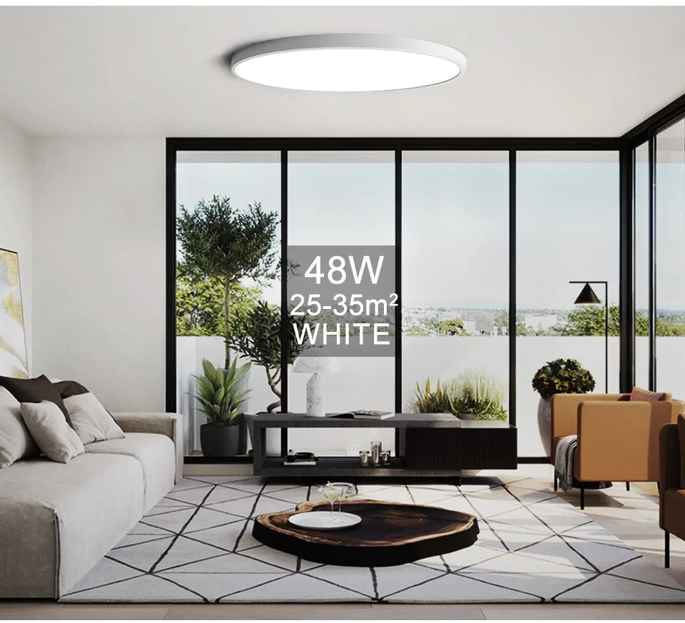 0.9 Inch Ultra-thin Smart LED Ceiling Light Pendant 24W 28W 38W 48W AC85V-265V Indoor Home Decorative Fixtures Remote Control