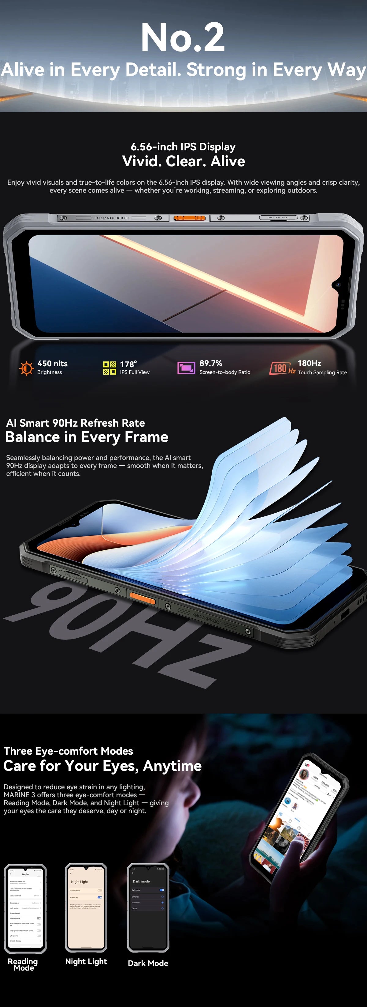 OSCAL MARINE 3 Rugged Smartphone Android 16, 6.56" HD+ Display 90Hz Helio G81 4GB Phone, 13MP+16MP Camera 5000mAh Mobile