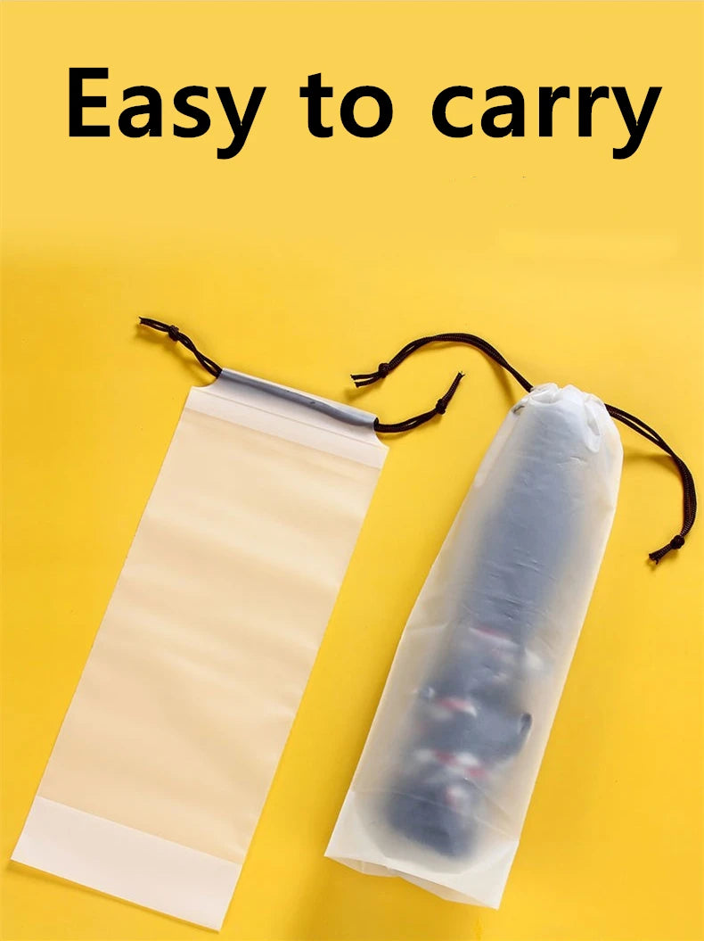 Umbrella Storage Bag Translucent Plastic Waterproof Anti-dirty Umbrella Cover Reusable Portable Drawstring Bags Home Storage